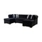 Homeroots Black Velvet U Shaped Three Piece Sofa and Chaise Sectional With Toss Pillows 643889 - alternate 3