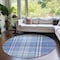 Homeroots 8' Denim Blue And Ivory Round Plaid Washable Indoor Outdoor Area Rug 596329 - alternate 3