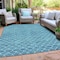 Homeroots 9' X 12' Teal Blue And Ivory Geometric Washable Indoor Outdoor Area Rug 596211 - alternate 3