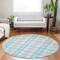 Homeroots 8' Aqua And Gray Round Plaid Washable Indoor Outdoor Area Rug 601316 - alternate 3