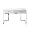 Homeroots 47" White and Silver Writing Desk With Two Drawers 543797 - alternate 2