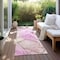 Homeroots 8' Runner Pink Abstract Washable Non Skid Indoor Outdoor Runner Rug 559398 - alternate 5