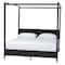 Baxton Studio Primrose Mid-Century Black Fluted Wood King Size 4-Piece Canopy Bedroom Set 249-13820-13830-13822-ZORO - alternate 3