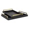 Homeroots Set of Two Black Wood Faux Croc Serving Trays With Handles 518593 - alternate 1