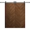 Sartodoors Modern Double Barn Door 84 x 80 inches, Ego 5005 Cognac Oak Veneer, 14FT Rail Track Set, Solid Pa EGO5005DB-DKO-84 - alternate 1