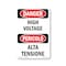 Signmission OSHA Danger Sign, 10" Height, Rigid Plastic, High Voltage Bilingual, VI-1327 OS-DS-P-710-VI-1327 - alternate 1