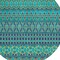 Homeroots 8' Teal Blue And Navy Blue Round Quatrefoil Washable Indoor Outdoor Area Rug 583254 - alternate 4