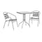 Flash Furniture Lila 23.5in Square Glass Top Metal Table with 2 Silver Aluminum Slat Stack Chairs TLH-0731SQ-017CSV2-GG - alternate 1