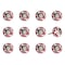 Homeroots Set of Twelve Red And White Ceramic Drawer Pull Knobs, 12PK 358084 - alternate 4