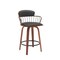 Homeroots 26" Black And Wood Brown Faux Leather Swivel Low Back Counter Height Bar Chair 534442 - alternate 4