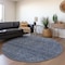 Homeroots 8' Navy Blue And Ivory Round Geometric Washable Indoor Outdoor Area Rug 605592 - alternate 4