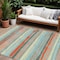 Homeroots 10' X 14' Sky Blue Pink And Gray Striped Washable Indoor Outdoor Area Rug 598937 - alternate 1