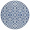 Homeroots 8' Navy Blue And Ivory Round Damask Washable Indoor Outdoor Area Rug 595171 - alternate 5