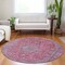 Homeroots 8' Pink And Lavender Round Medallion Washable Indoor Outdoor Area Rug 616288 - alternate 4