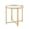 Homeroots 22" Gold Glass And Stainless Steel Round Mirrored End Table 528628 - alternate 1