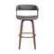 Homeroots 31" Gray And Wood Brown Faux Leather Swivel Bar Height Bar Chair 534470 - alternate 5