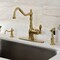 Kingston Brass Single-Handle Kitchen Faucet with Brass Side Sprayer, Brushed Brass GSY7707ACLBS - alternate 3