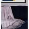 Homeroots 50" X 60" Gray Woven Cotton Striped Throw Blanket with Tassels and Embroidery 548935 - alternate 6