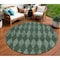 Homeroots 8' Olive Green And Charcoal Round Geometric Washable Indoor Outdoor Area Rug 577075 - alternate 1
