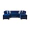 Homeroots Blue Velvet U Shaped Three Piece Sofa and Chaise Sectional With Toss Pillows 643891 - alternate 1