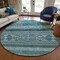 Homeroots 8' Teal Blue Ivory And Gray Round Southwestern Washable Indoor Outdoor Area Rug 582862 - alternate 3