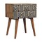 Homeroots 23" Black Ivory And Light Brown Solid Wood Geometric Bone Inlay Two Drawer Nightstand 651580 - alternate 4