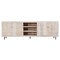 Homeroots 92in Ivory Carved Geometric Distressed Solid Wood Enclosed and Open Storage TV Stand 489508 - alternate 1
