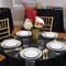 Smarty Had A Party 10.25" White with Blue and Gold Chord Rim Plastic Dinner Plates (120 Plates), 120PK 620-CASE - alternate 5