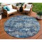 Homeroots 8' Navy Blue And Denim Blue Round Striped Washable Indoor Outdoor Area Rug 609560 - alternate 1
