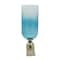Homeroots 18" Blue White And Gold Ombre Glass And Aluminum Pedestal Table Vase 565456 - alternate 3