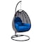 Leisuremod Charcoal Wicker Hanging Egg Swing Chair with Blue Cushions ESCCH-40BU - alternate 1