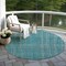 Homeroots 8' Teal Blue Gray And Brown Round Striped Washable Indoor Outdoor Area Rug 597435 - alternate 2