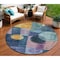 Homeroots 8' Blue Green And Copper Round Geometric Washable Indoor Outdoor Area Rug 604314 - alternate 1
