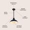 Jonathan Y Jasper 12.25" 1-Light Farmhouse Industrial Indoor/Outdoor Iron LED Pendant, Navy JYL7611C - alternate 7