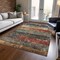 Homeroots 5' X 8' Fern Green Black And Terra Cotta Striped Washable Indoor Outdoor Area Rug 605980 - alternate 3