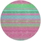 Homeroots 8' Blush Lime Green And Teal Blue Round Striped Washable Indoor Outdoor Area Rug 614799 - alternate 4