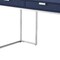 Homeroots 45" Navy Blue and Silver Wood and Stainless Steel Writing Desk With Two Drawers 543810 - alternate 2