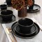 Elama Paul 16 Piece Stoneware Dinnerware Set in Matte Black with Gold Rim ELM-PAUL16 - alternate 3