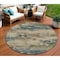 Homeroots 8' Teal Blue And Beige Round Abstract Washable Indoor Outdoor Area Rug 630941 - alternate 1