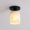 Jonathan Y Jules 5.13" 1-Light Modern Contemporary Alabaster/Iron Cylinder LED Semi Flush Mount, White Marbling/ JYL1206B - alternate 3