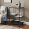 Homeroots 25in Black Steel and Faux Marble Glass Rolling Bar Cart 668797 - alternate 3
