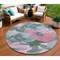 Homeroots 8' Teal Blue And Aqua Round Floral Washable Indoor Outdoor Area Rug 611098 - alternate 1