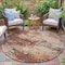 Homeroots 8' Rust And Beige Round Abstract Washable Indoor Outdoor Area Rug 630629 - alternate 3