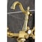 Kingston Brass Two-Handle Wall Mount Bridge Kitchen Faucet with Brass Sprayer, Brushed Brass KS2447AXBS - alternate 5