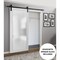 Sartodoors Sturdy Barn Door Frosted Tempered Glass Planum 2102 White Solid Core Modern Interior PLANUM2102BD-B-WS-18 - alternate 1