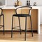 Leisuremod Ervilla Wicker Bar Stool with Fabric Seat and Black Powder Coated Steel Frame, Black EBBL-31BL - alternate 5