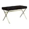 Homeroots 47" Dark Brown and Gold Computer Desk With Two Drawers 355775 - alternate 1
