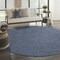 Homeroots 8' Navy Blue And Ivory Round Geometric Indoor Outdoor Area Rug 552322 - alternate 3