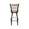 Holland Bar Stool Co Eleanor 36in Swivel Extra Tall Bar Stool, Black Wrinkle Finish, Medium Back and Medium Maple Seat 880 - alternate 5