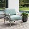 Homeroots 31" Gray Heavy Duty Plastic Outdoor Armchair With Sea Green Cushion 565277 - alternate 2